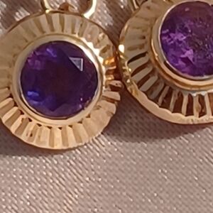 14k Gold and Amethyst  Gemstone Earrings
